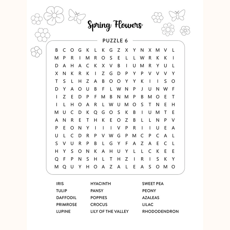 Spring Word Search Sample Page